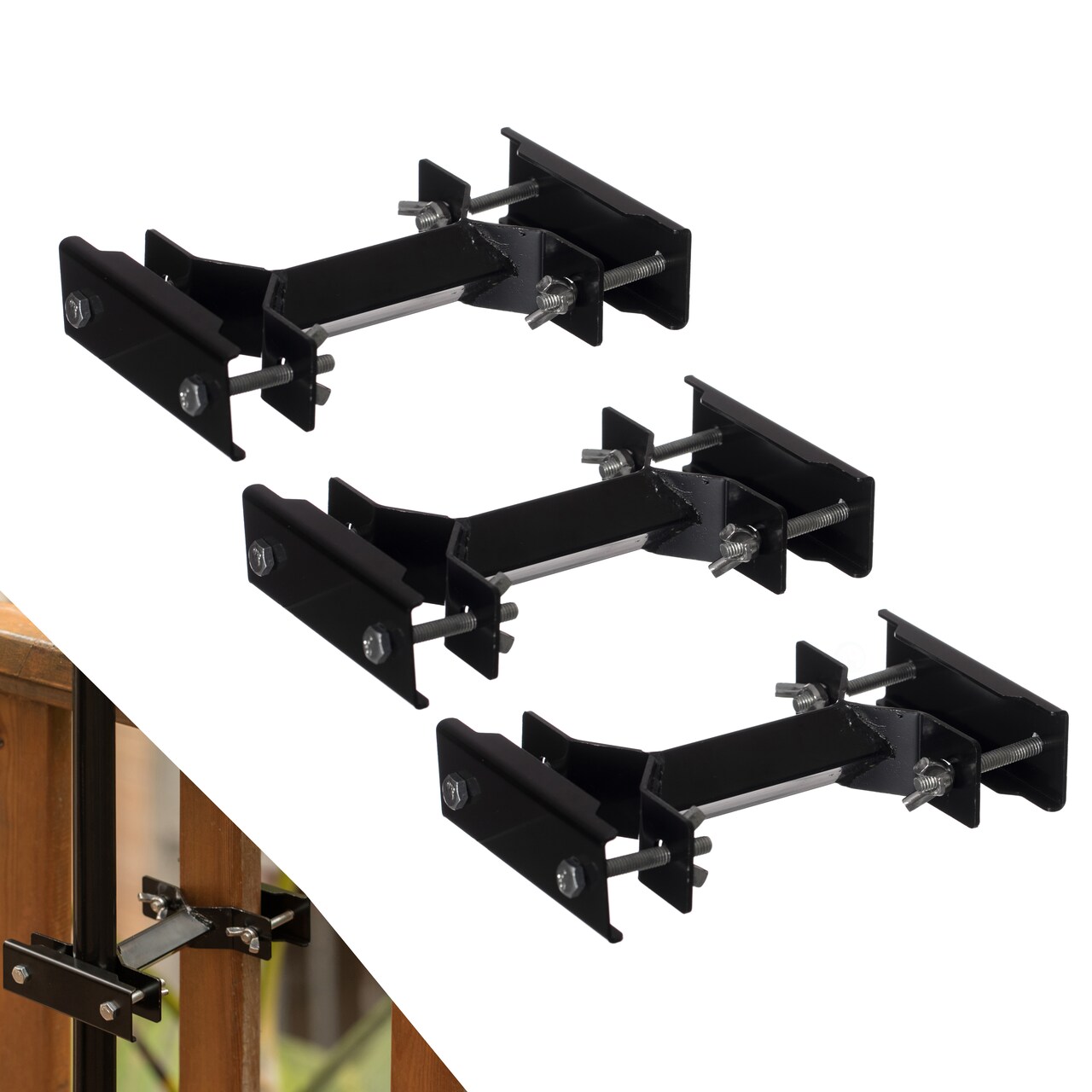 Outdoor Metal Patio Umbrella Clamp for Fence Post, Railing, Bleachers, or Benches - Strong and Durable, Keeps Secure in Any Weather, Strong Winds or Rainy Conditions, 3 – Pack